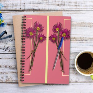 Carnet cartonné botanique | Cadeau inspiré de la nature | Fournitures de journalisation | Journal Cottagecore | Cahier floral avec reliure à spirale | Cadeau pour elle
