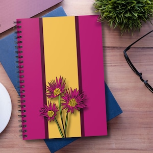 Notitieboek met bloemen | Schattig bloemendagboek | Gepersonaliseerd cadeau voor haar | Botanisch notitieboek | Cadeau voor schrijvers | Spiraalgebonden notitieboek met bloemen