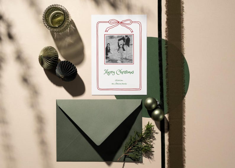 Printable Holiday Card Template Custom Photo Christmas Card Digital