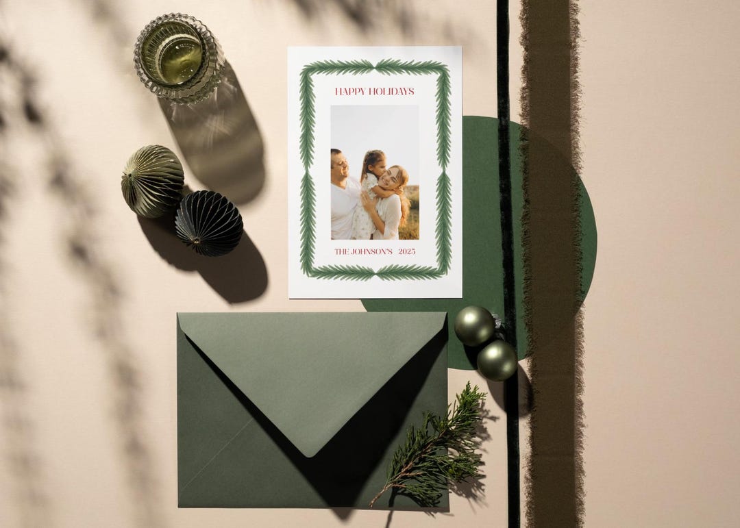 Printable Holiday Card Template | Custom Photo Christmas Card | Digital ...