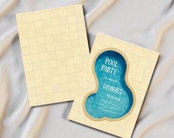 Pool Party Invitation Template | Editable Kids Birthday Invite | Summer Swim Party Printable