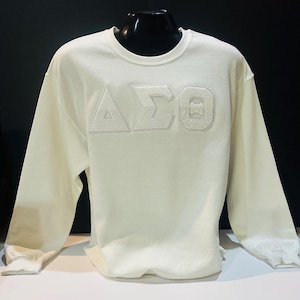 Delta Sigma Theta Sweatshirt with Embroidered Chenille & Sequins Lettering. Hotseller