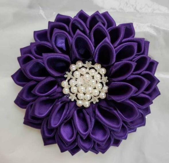 Alilang Women's Silvery Tone Brooch Pin With Violet & Purple Rhinestone Flowers - Floral Jewelry Accessory - View #5