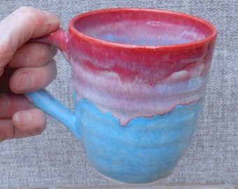 Coffee mug tea cup wheel thrown in stoneware handmade ceramic handthrown pottery ready to ship