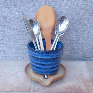 Cutlery and utensil drainer toothbrush holder hand thrown stoneware pottery handmade ceramic