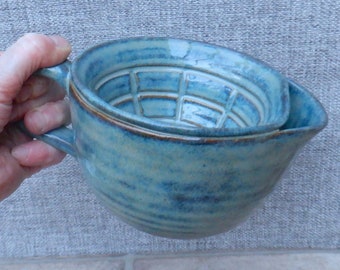 Large shaving scuttle shave lather soap bowl hand thrown in stoneware handmade ceramic wheelthrown pottery ready to ship