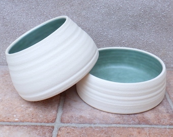 Spaniel water and food small custom dog bowls pair long eared ears dishes hand thrown stoneware pottery wheelthrown ceramic handmade