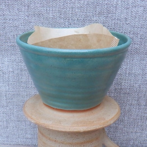 Coffee filter holder dripper pourover handmade stoneware pour over pottery jade green glaze