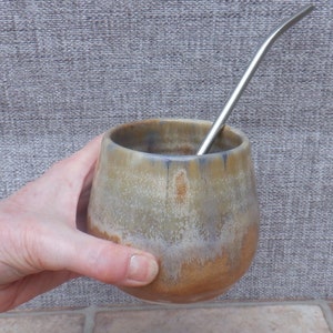 Yerba Mate gourd calabash cup bowl bombilla wheel thrown in stoneware pottery ceramic hand thrown handmade ready to ship