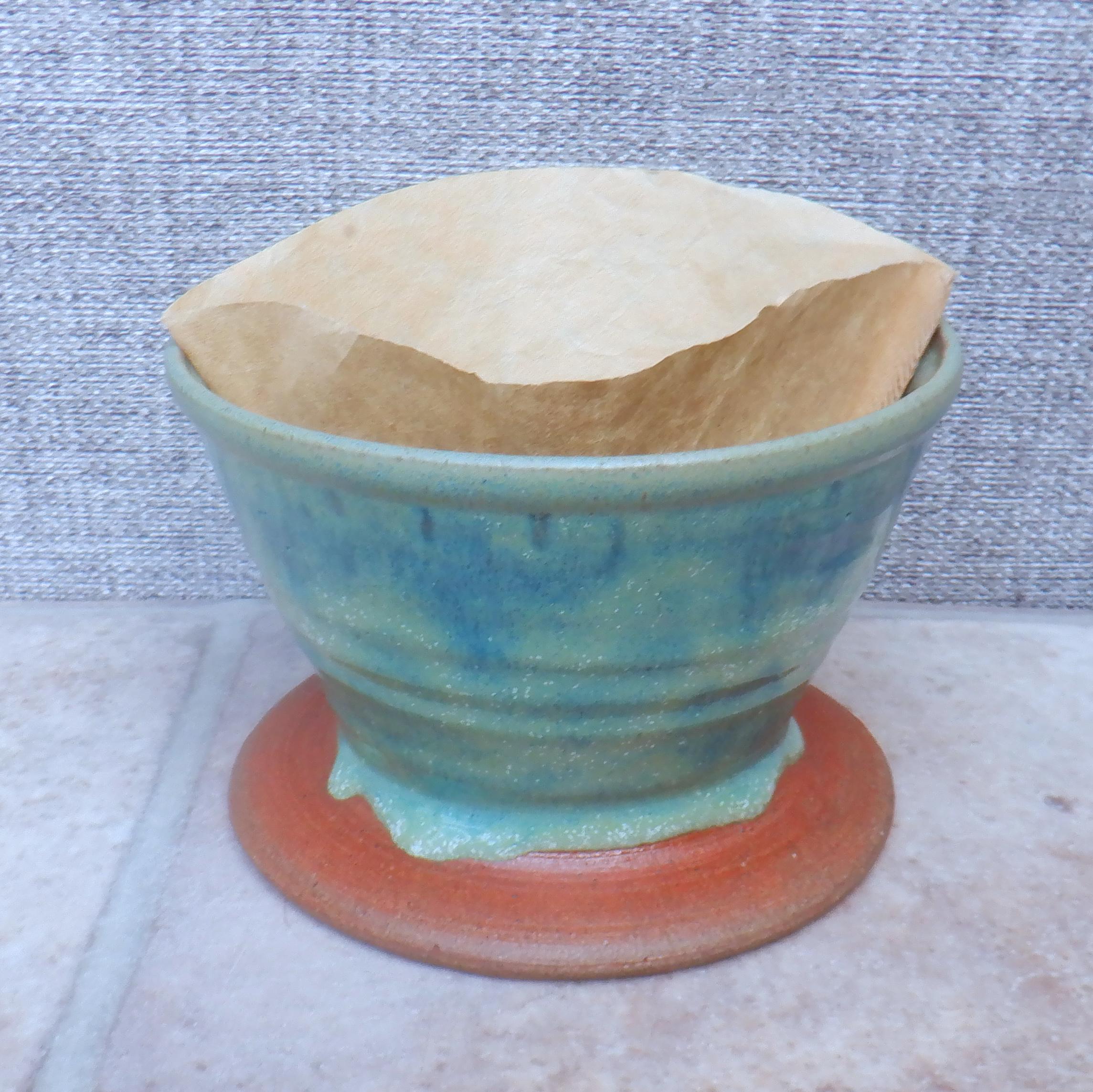 Handmade Stoneware Coffee Filter Holder Aquamarine Ceramic Dripper