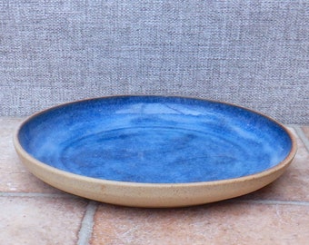 Dinner plate serving platter dish hand thrown stoneware pottery ceramic handmade wheelthrown ready to ship