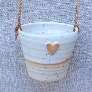 Hanging succulent or cactus holder planter handmade stoneware handthrown pottery wheel thrown ceramic plant pot cacti heart ready to ship image 5