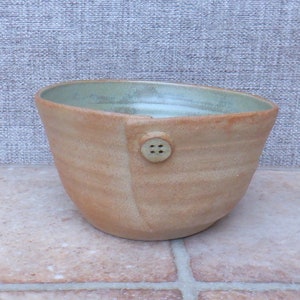 Large soup cereal noodle rice serving bowl dish handthrown stoneware wheel thrown pottery handmade ceramic with a button ready to ship