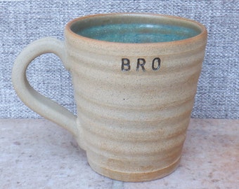 Large coffee mug for BRO tea cup hand thrown stoneware pottery ceramic handmade wheelthrown ready to ship
