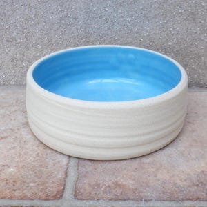 Handgemaakte, op maat gemaakte grote hondenvoerbak van steengoed en keramiek, kleur naar keuze voor puppy's en huisdieren.