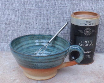 Hot chocolate mug soup cup coffee tea cafe au lait ceramic handmade mug wheelthrown stoneware bowl pottery hand thrown ready to ship