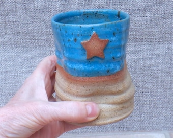 Handmade stoneware tumbler cup water juice hand thrown pottery ceramic star