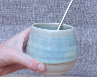 Yerba mate gourd calabash cup bowl bombilla wheel thrown in stoneware pottery ceramic handthrown handmade ready to ship