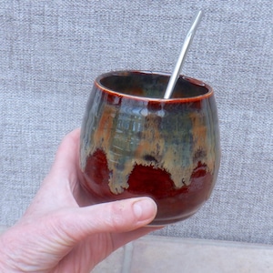 Yerba mate gourd calabash cup bowl in stoneware pottery ceramic handthrown handmade