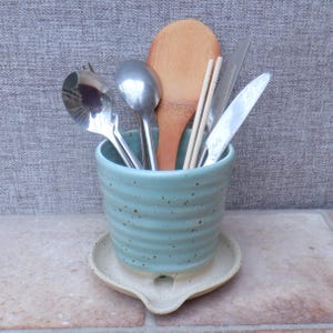 Cutlery and utensil drainer toothbrush holder hand thrown stoneware pottery handmade ceramic