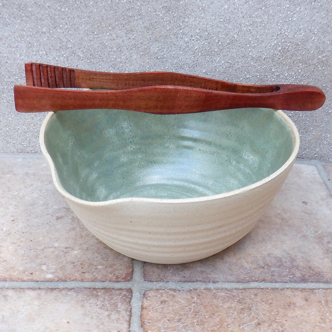 Large Salad Bowl Oven to Table Serving Dish Pasta Hand Thrown Stoneware