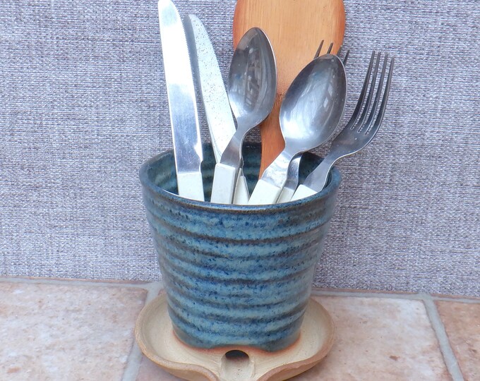 Cutlery and Utensil Drainer Toothbrush Holder Hand Thrown Stoneware