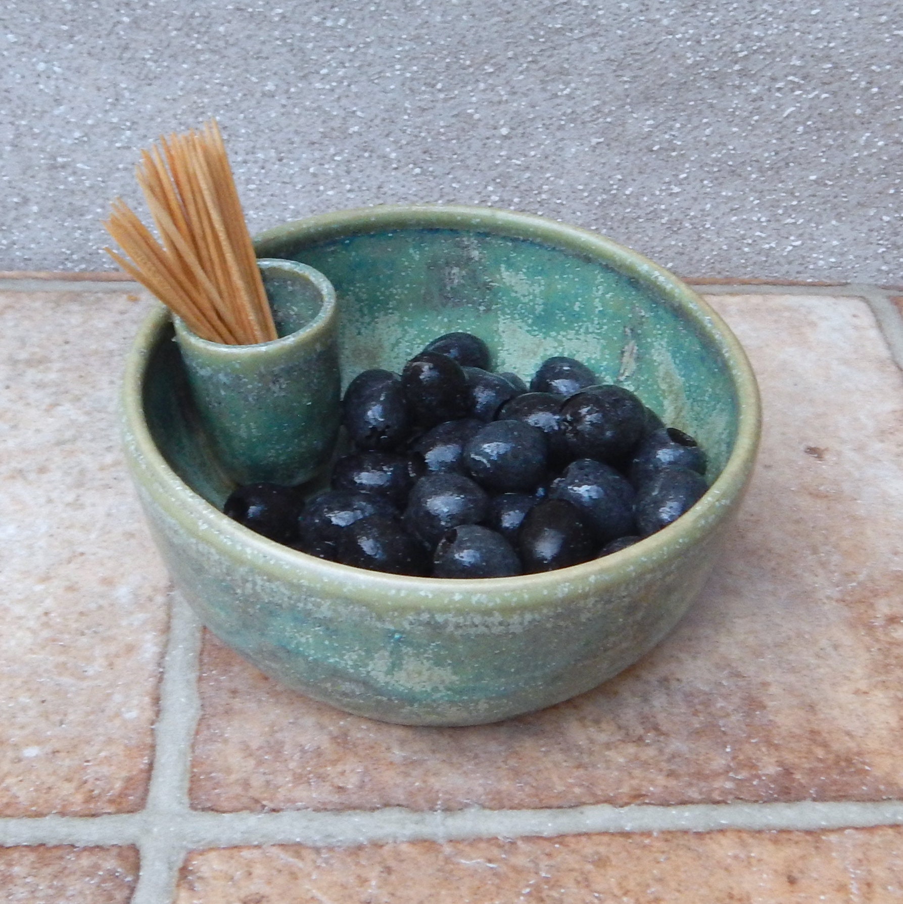 Olive serving dish hors d'oeuvres bowl hand thrown