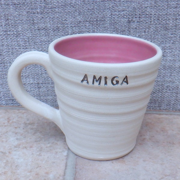 Personalised mug custom made wheelthrown stoneware handmade ceramic hand thrown pottery personalized custom