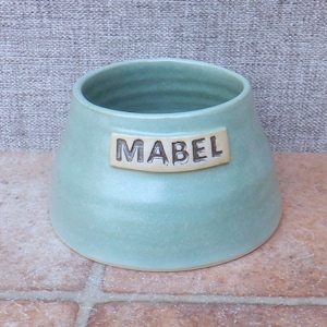 Tigela de água/comida personalizada para cachorro spaniel pequeno, feita à mão, para orelhas de cachorro de orelhas longas, em cerâmica de grés e argila, feita à mão