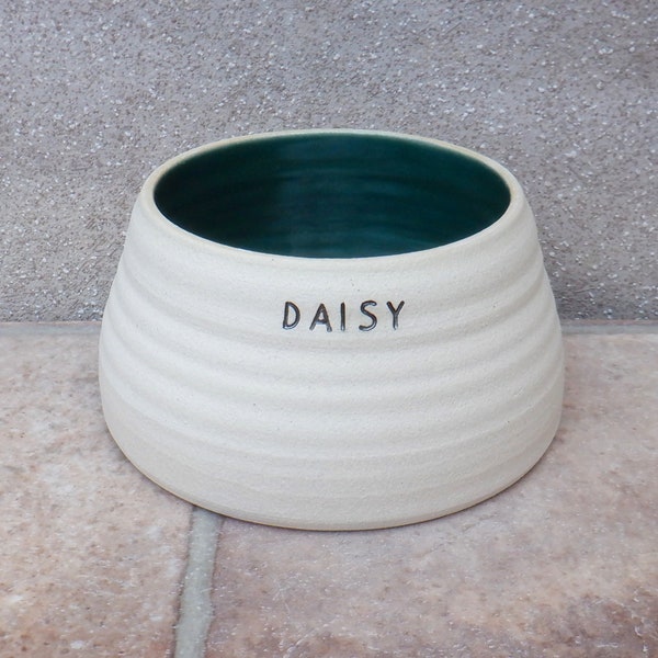 Spaniel bowl personalised large water / food for long eared dog hand thrown wheelthrown handmade stoneware pottery ceramic custom