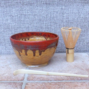 Matcha chawan grön teskål stengods keramik keramik handgjord chasen bambuvisp chasaku handkastad