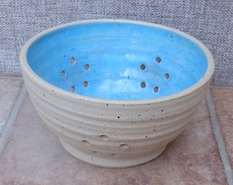 Berry bowl or colander hand thrown pottery ceramic stoneware handmade wheelthrown serving drainer ready to ship