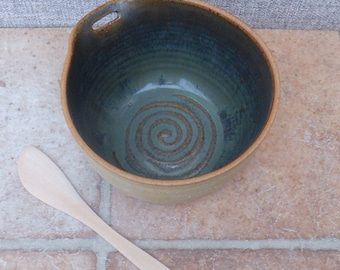 Dip bowl pate serving dish hand thrown stoneware pottery with a bamboo butter spreader ceramic wheelthrown handmade ready to ship