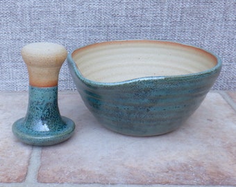 Pestle and mortar, spice and herb grinder stoneware hand thrown pottery ceramic handmade wheelthrown ready to ship