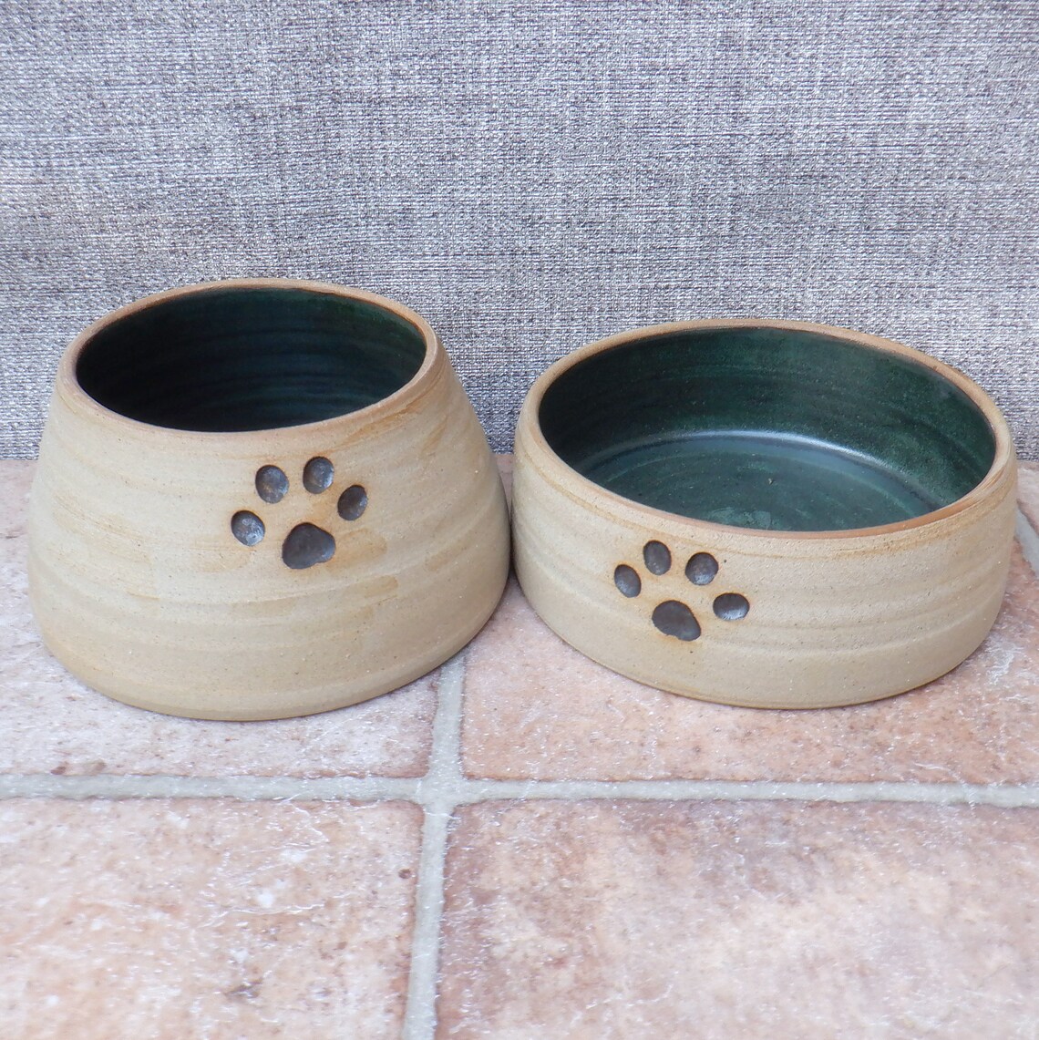 Pair of spaniel dog food and water bowls long eared ears Etsy