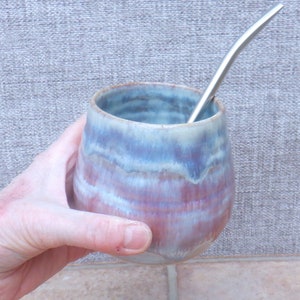 Yerba mate gourd calabash cup bowl bombilla wheel thrown in stoneware pottery ceramic handthrown handmade ready to ship