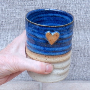 Water tumbler juice beaker milk cup handthrown in stoneware pottery ceramic handmade wheel thrown heart ready to ship