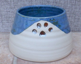 Ready to ship small spaniel dog water food bowl long ears eared handthrown in stoneware handmade pottery wheel thrown ceramic