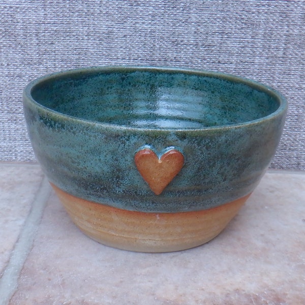 Soup bowl serving cereal noodle  wheel thrown stoneware pottery ceramic heart handmade handthrown ready to ship