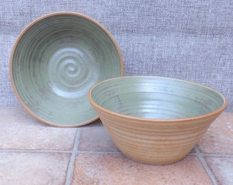 Pair of large pasta serving bowl ramen noodle oven table deep dish hand thrown stoneware pottery ceramic wheelthrown handmade ready to ship