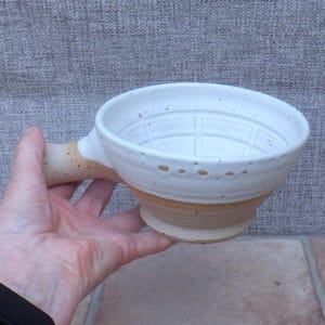 Large handmade apothecary Shaving Bowl ceramic Stoneware Wheel thrown  Lather Dish ivory cream glaze
