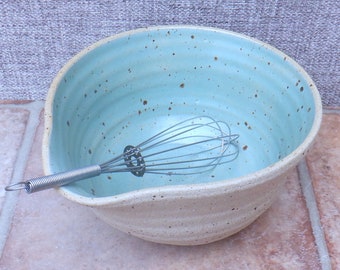 Drizzle bowl egg whisking dressing mixing pouring hand thrown stoneware pottery ceramic handmade wheelthrown with a whisk ready to ship