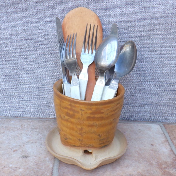 Cutlery and utensil drainer toothbrush holder hand thrown stoneware pottery handmade ceramic wheelthrown ready to ship