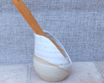 Handmade Spoon rest kitchen stand stoneware ceramic ivory glaze