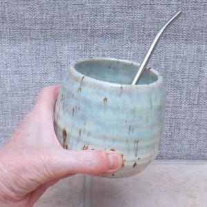 Yerba Mate gourd calabash cup bowl bombilla wheel thrown in stoneware pottery ceramic hand thrown handmade ready to ship