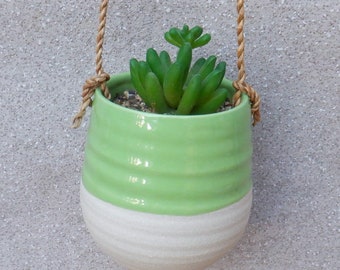 Hangende kruiden- of succulente plantenbak, met de hand gegooid steengoed aardewerk, keramische plantenpot, handgemaakt, klaar om te verzenden