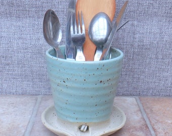 Cutlery and utensil drainer toothbrush holder hand thrown stoneware pottery handmade ceramic wheelthrown ready to ship