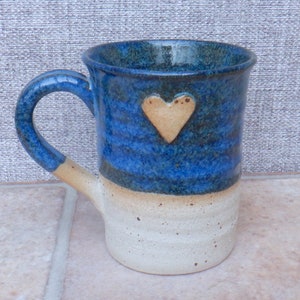 Coffee mug tea cup hand thrown in stoneware pottery ceramic wheelthrown handmade heart