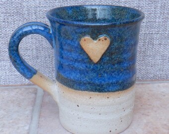 Coffee mug tea cup hand thrown in stoneware pottery ceramic wheelthrown handmade heart ready to ship