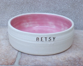 Personalised small dog or puppy feeding bowl wheelthrown stoneware pottery ceramic handmade hand thrown personalized custom